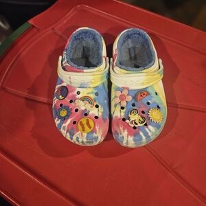 CROCS Kids Tie-Dye Slippers with Fun Charms